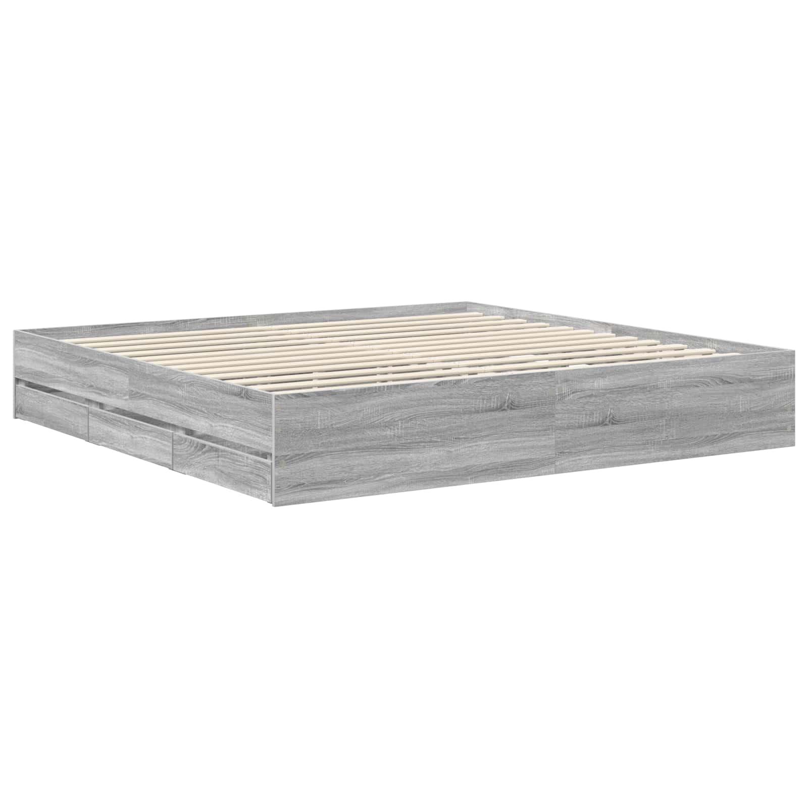 vidaXL Bed Frame with Drawer Grey Sonoma 200 x 200 cm Engineer Wood 6
