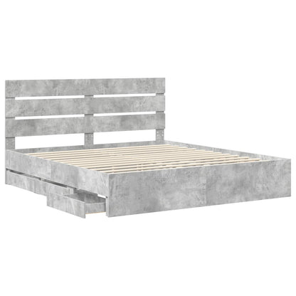 vidaXL Bed Frame with Drawer Concrete Grey 180 x 200 cm Engineer Wood 5