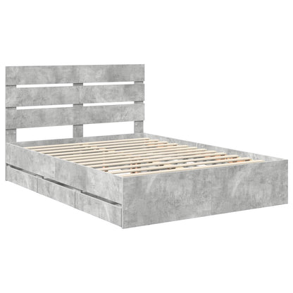 vidaXL Bed Frame with Drawer Concrete Grey 150 x 200 cm Engineer Wood 4