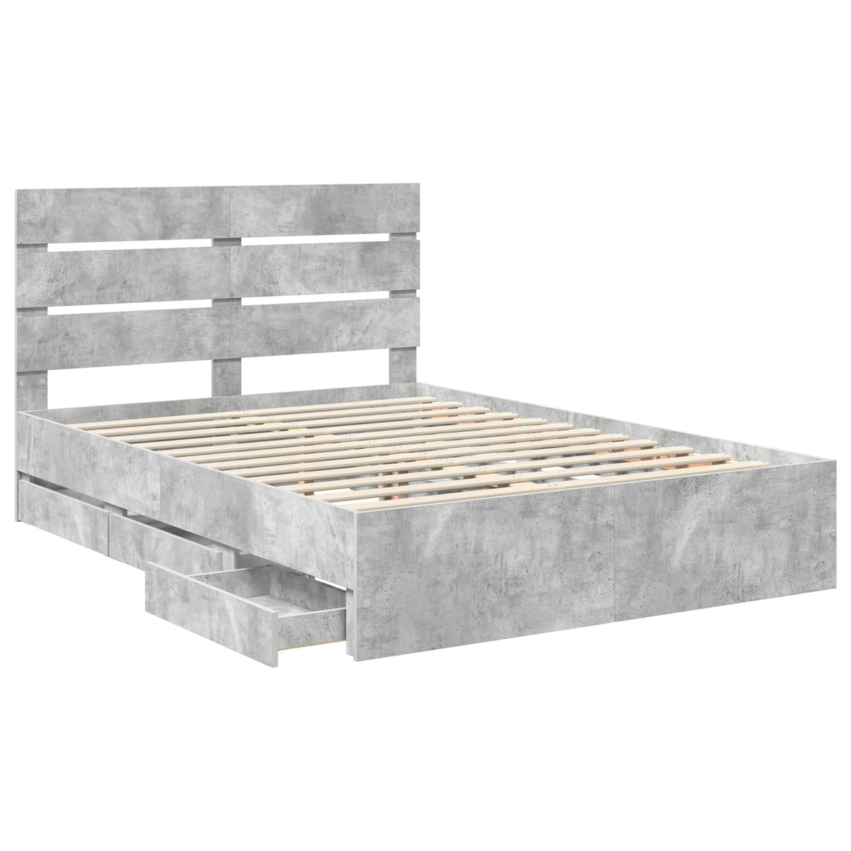 vidaXL Bed Frame with Drawer Concrete Grey 150 x 200 cm Engineer Wood 5