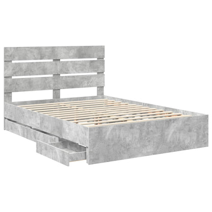 vidaXL Bed Frame with Drawer Concrete Grey 140 x 200 cm Engineer Wood 5