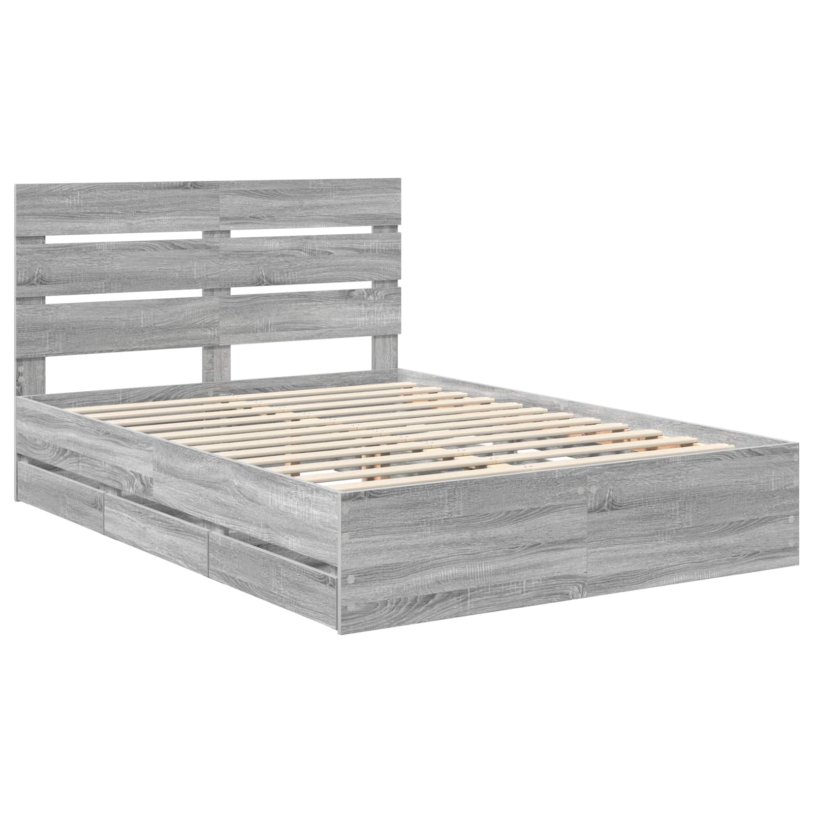 vidaXL Bed Frame with Drawer Grey Sonoma 140 x 200 cm Engineer Wood 4