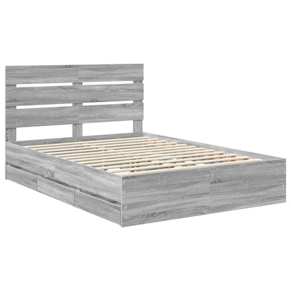 vidaXL Bed Frame with Drawer Grey Sonoma 140 x 200 cm Engineer Wood 4