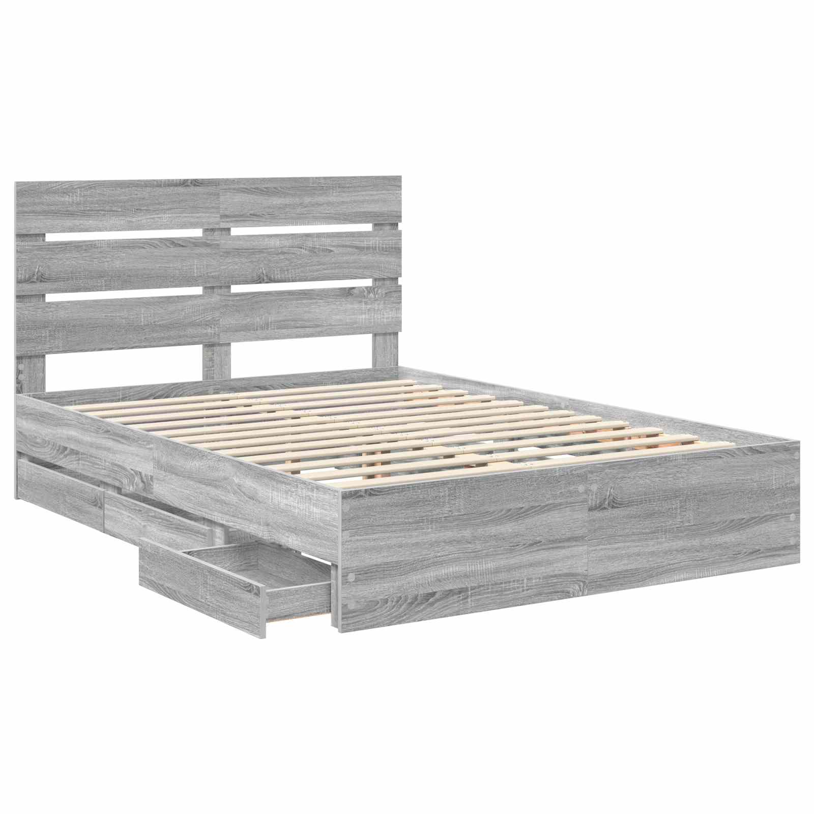 vidaXL Bed Frame with Drawer Grey Sonoma 140 x 200 cm Engineer Wood 5