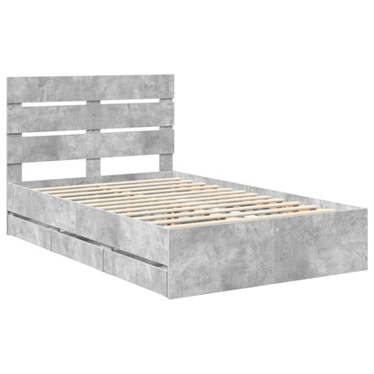 vidaXL Bed Frame with Drawer Concrete Grey 135 x 190 cm Engineer Wood 4