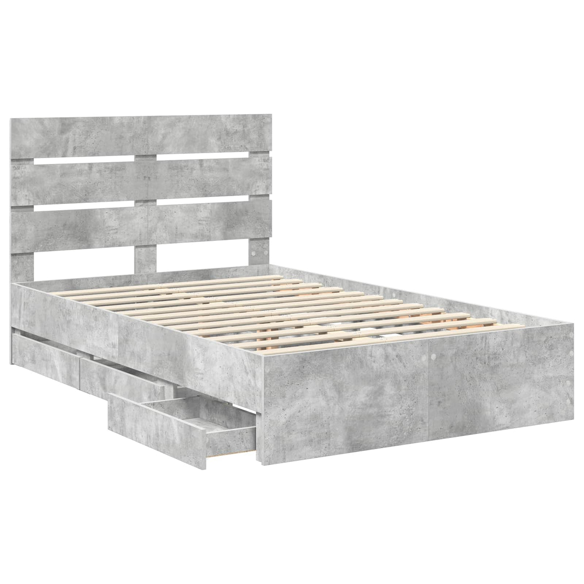 vidaXL Bed Frame with Drawer Concrete Grey 135 x 190 cm Engineer Wood 5