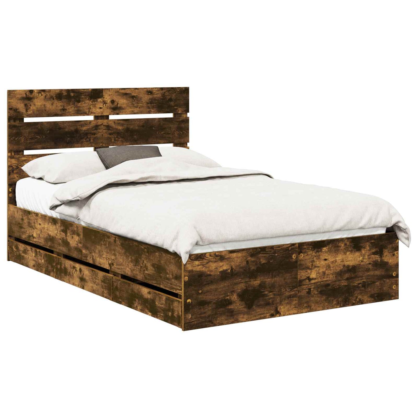 vidaXL Bed Frame with Drawer Smoked Oak 120 x 200 cm Engineer Wood 2