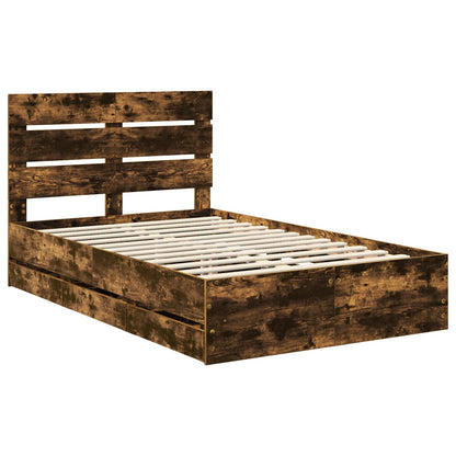 vidaXL Bed Frame with Drawer Smoked Oak 120 x 200 cm Engineer Wood 4