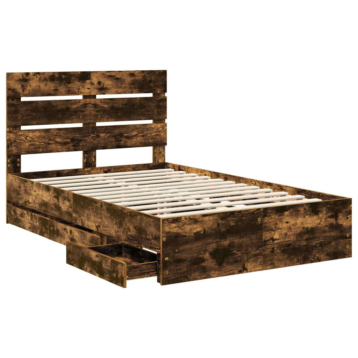 vidaXL Bed Frame with Drawer Smoked Oak 120 x 200 cm Engineer Wood 5