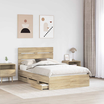 vidaXL Bed Frame with Drawer Sonoma Oak 120 x 190 cm Engineer Wood 3