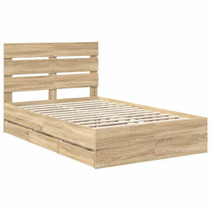 vidaXL Bed Frame with Drawer Sonoma Oak 120 x 190 cm Engineer Wood 4