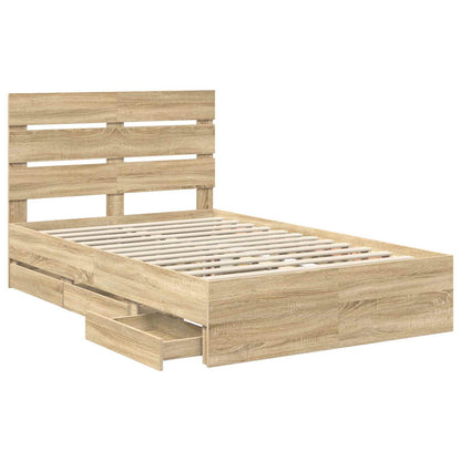 vidaXL Bed Frame with Drawer Sonoma Oak 120 x 190 cm Engineer Wood 5