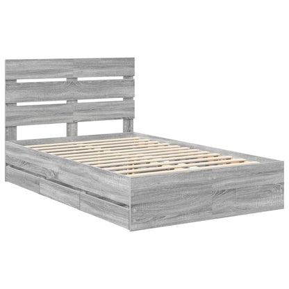 vidaXL Bed Frame with Drawer Grey Sonoma 120 x 190 cm Engineer Wood 4