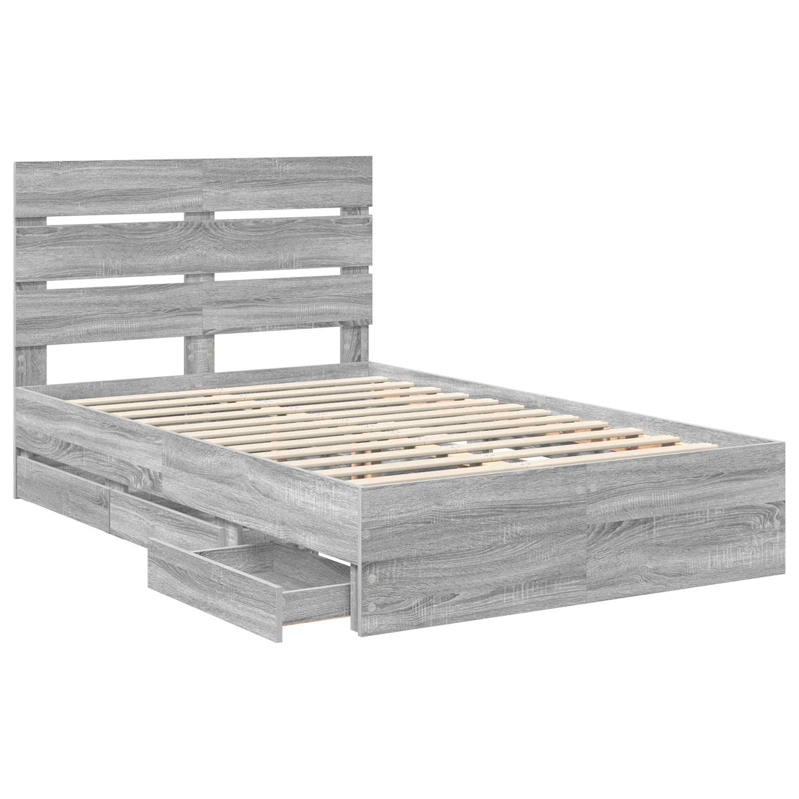 vidaXL Bed Frame with Drawer Grey Sonoma 120 x 190 cm Engineer Wood 5
