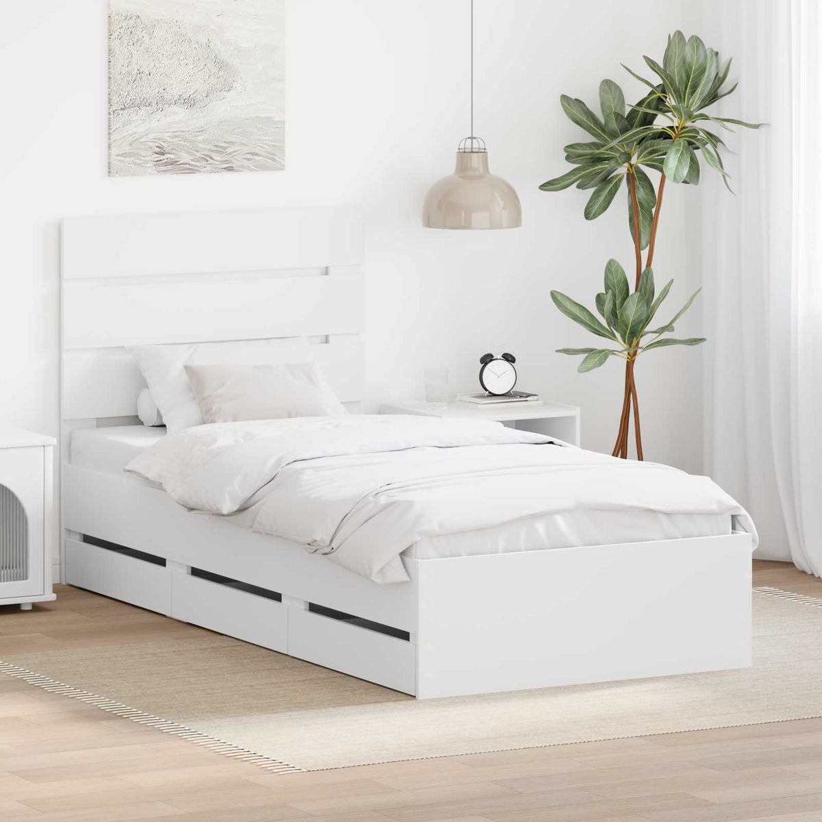 vidaXL Bed Frame with Drawer Engineer Wood Length 190 cm