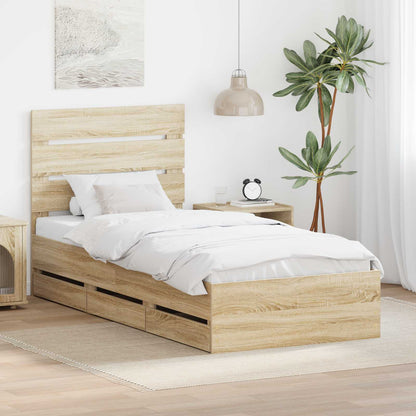 vidaXL Bed Frame with Drawer Engineer Wood Length 190 cm