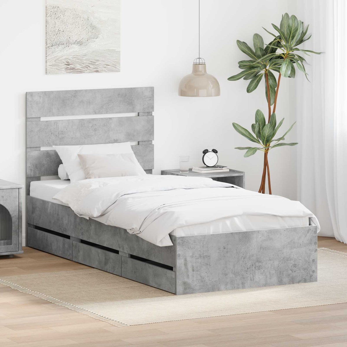 vidaXL Bed Frame with Drawer Engineer Wood Length 190 cm