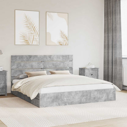 vidaXL Storage Bed Concrete Grey 200 x 200 cm Engineered Wood 1