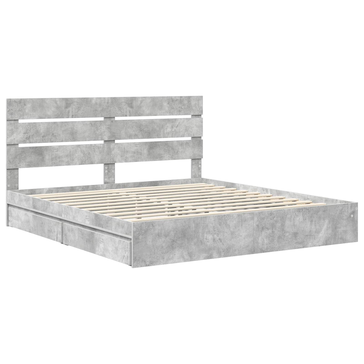 vidaXL Storage Bed Concrete Grey 200 x 200 cm Engineered Wood 4