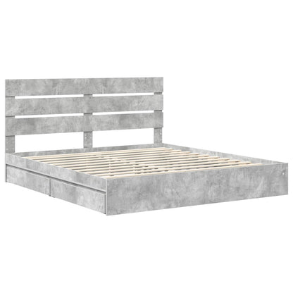 vidaXL Storage Bed Concrete Grey 200 x 200 cm Engineered Wood 4