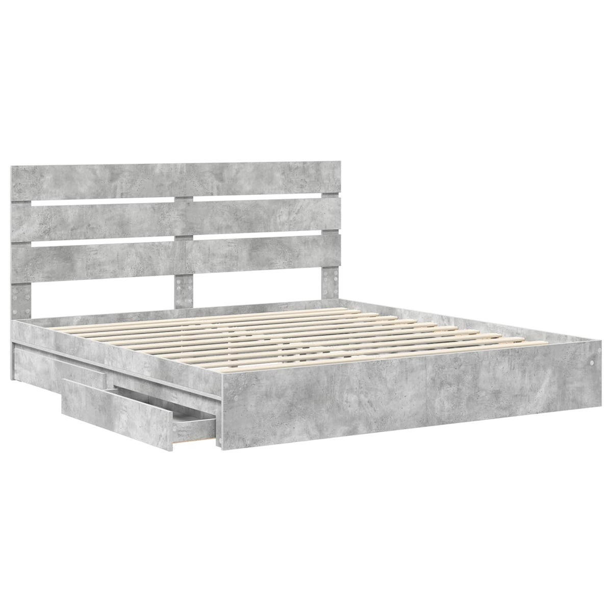 vidaXL Storage Bed Concrete Grey 200 x 200 cm Engineered Wood 5
