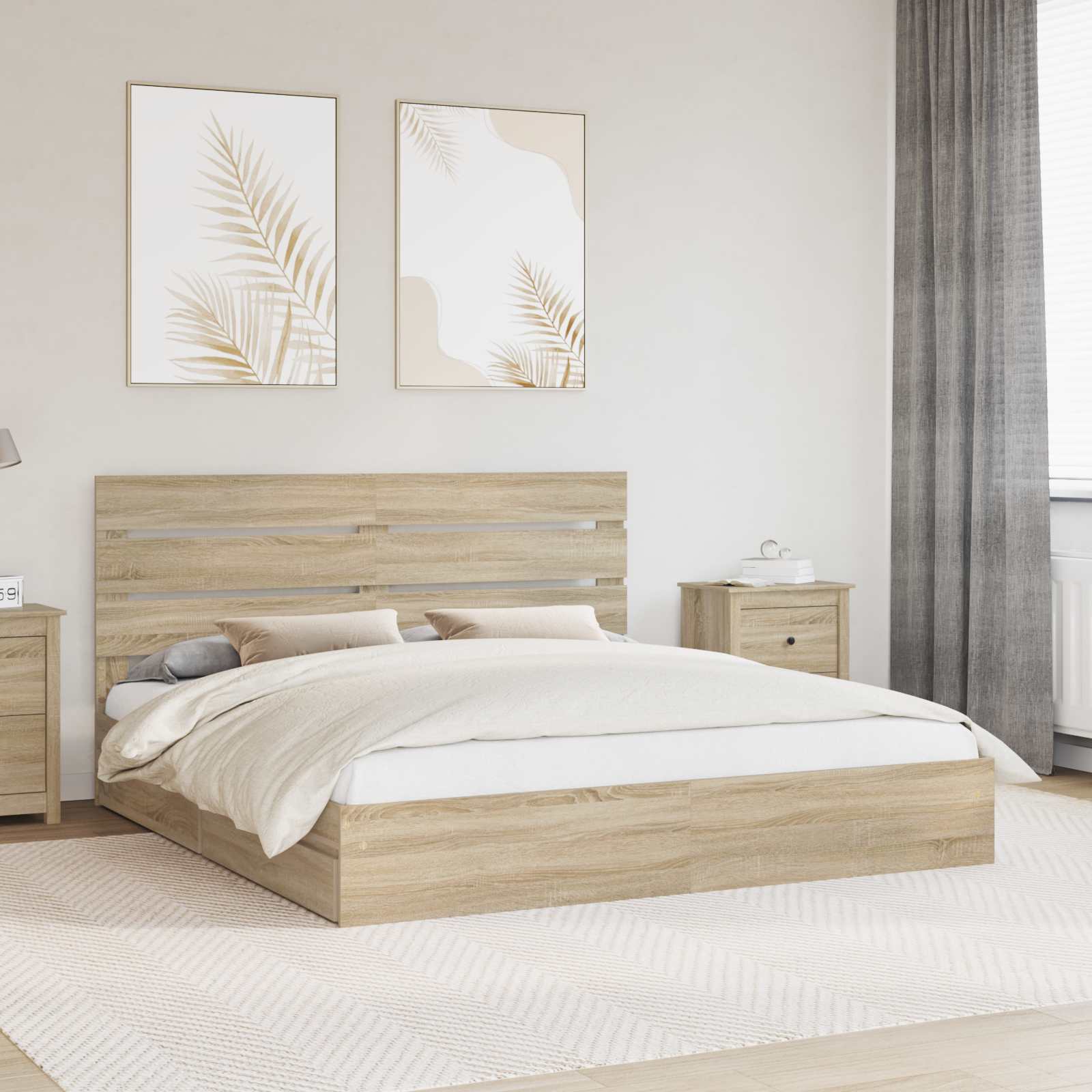 vidaXL Storage Bed with Drawer Sonoma Oak 180 x 200 cm Engineered Wood 1