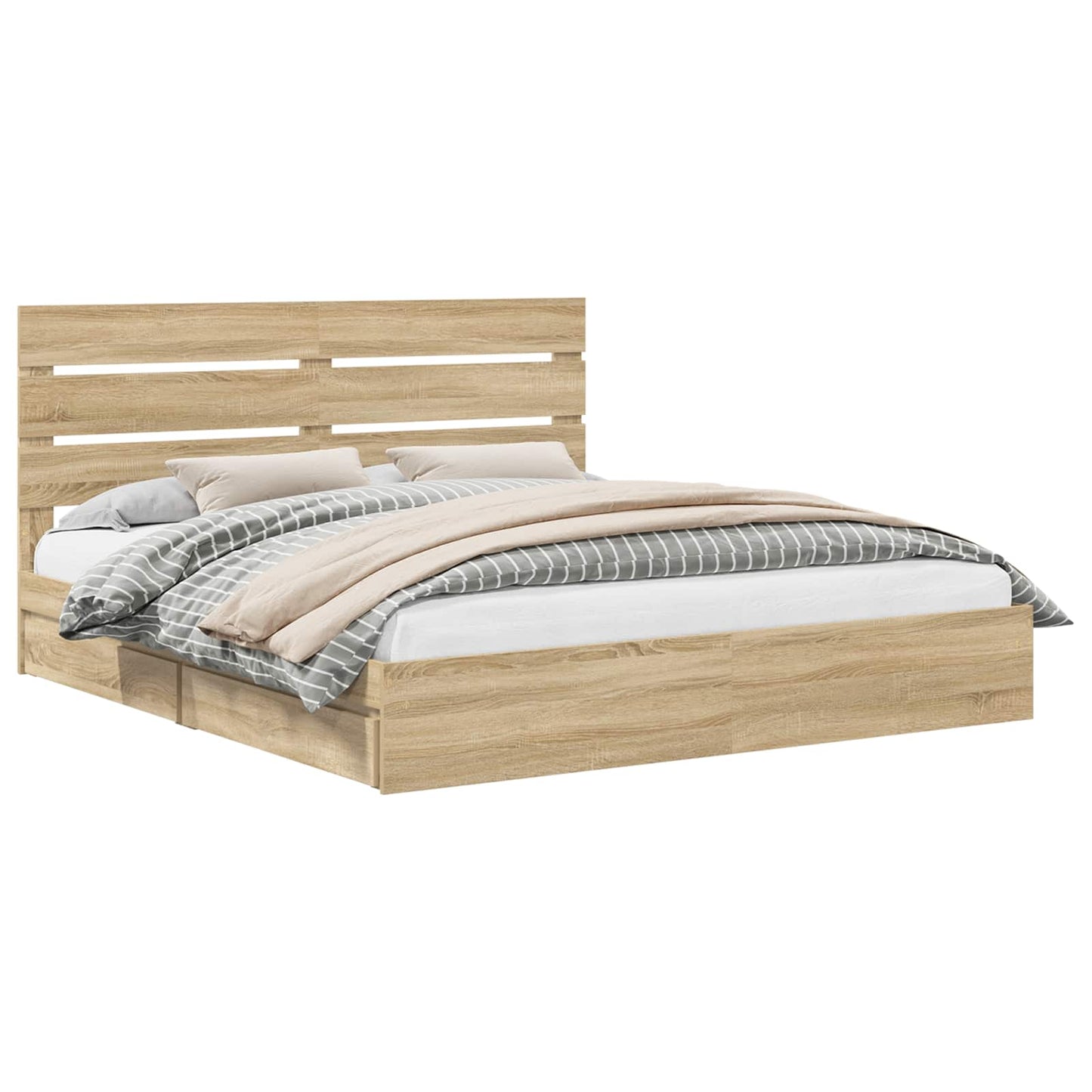 vidaXL Storage Bed with Drawer Sonoma Oak 180 x 200 cm Engineered Wood 2