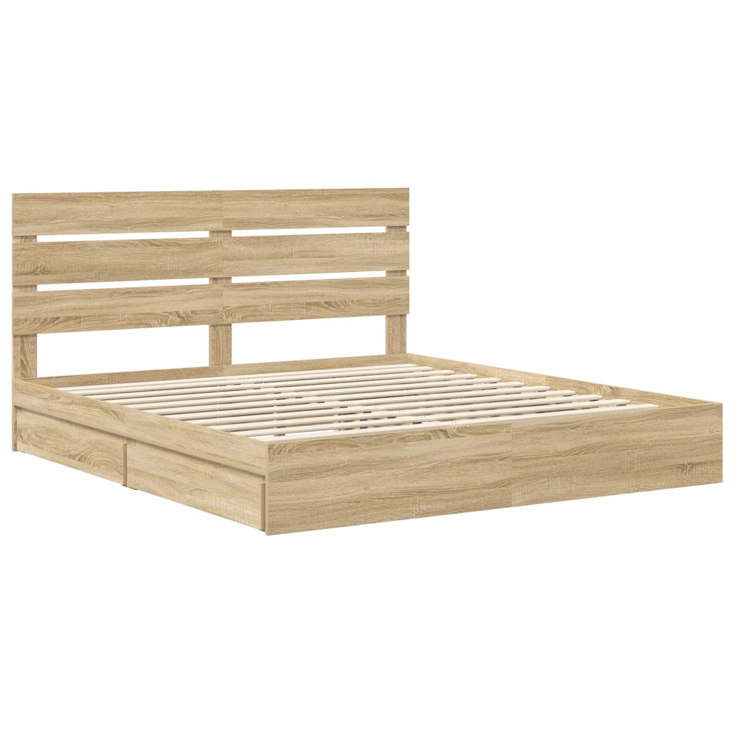 vidaXL Storage Bed with Drawer Sonoma Oak 180 x 200 cm Engineered Wood 4