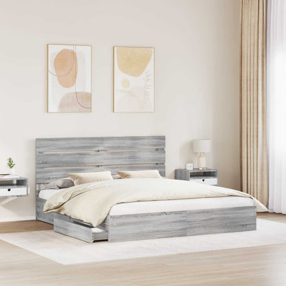vidaXL Storage Bed Grey Sonoma 180 x 200 cm Engineered Wood 3