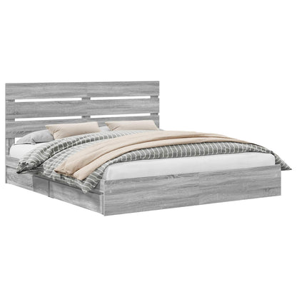 vidaXL Storage Bed Grey Sonoma 180 x 200 cm Engineered Wood 2