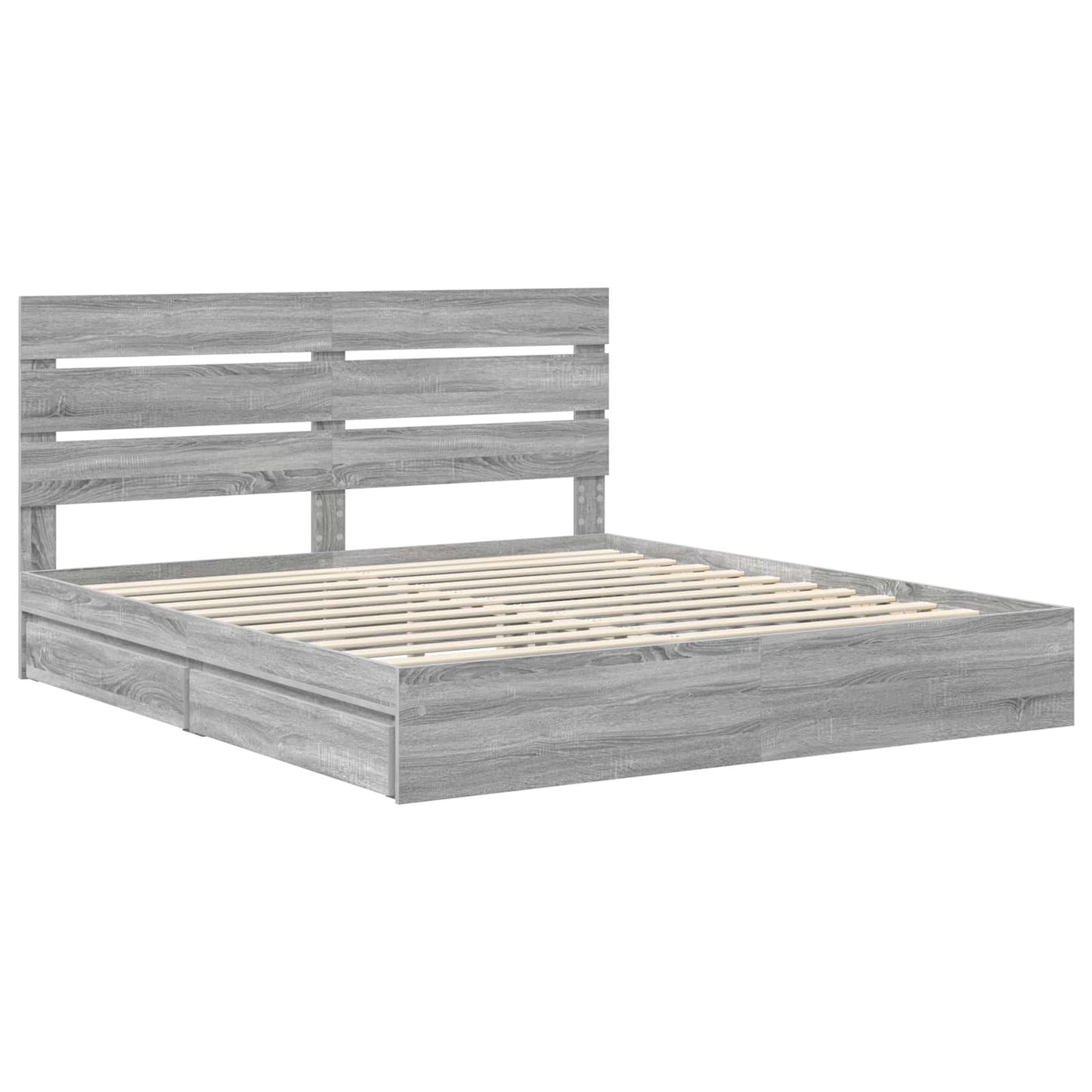 vidaXL Storage Bed Grey Sonoma 180 x 200 cm Engineered Wood 4