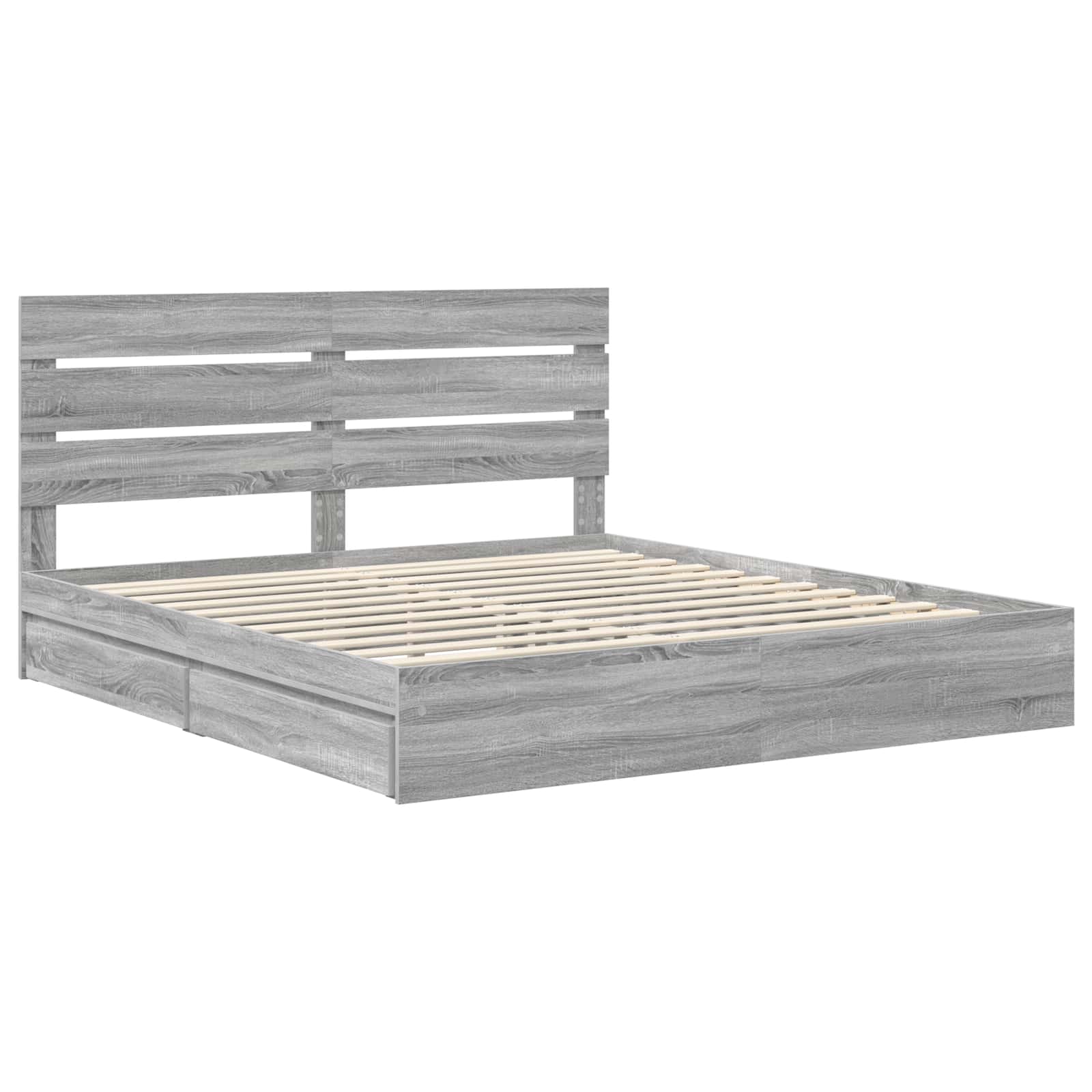 vidaXL Storage Bed Grey Sonoma 180 x 200 cm Engineered Wood 4
