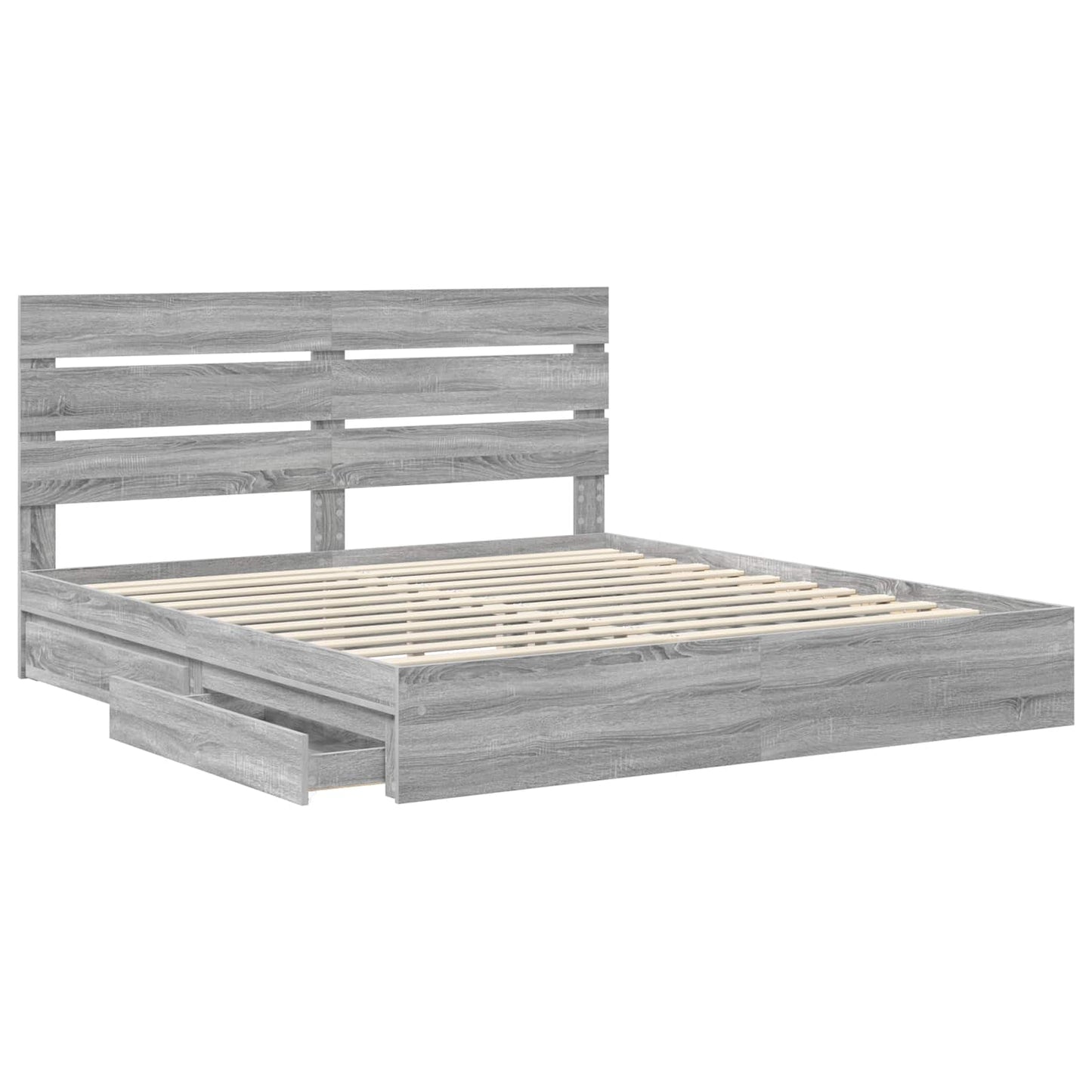 vidaXL Storage Bed Grey Sonoma 180 x 200 cm Engineered Wood 5