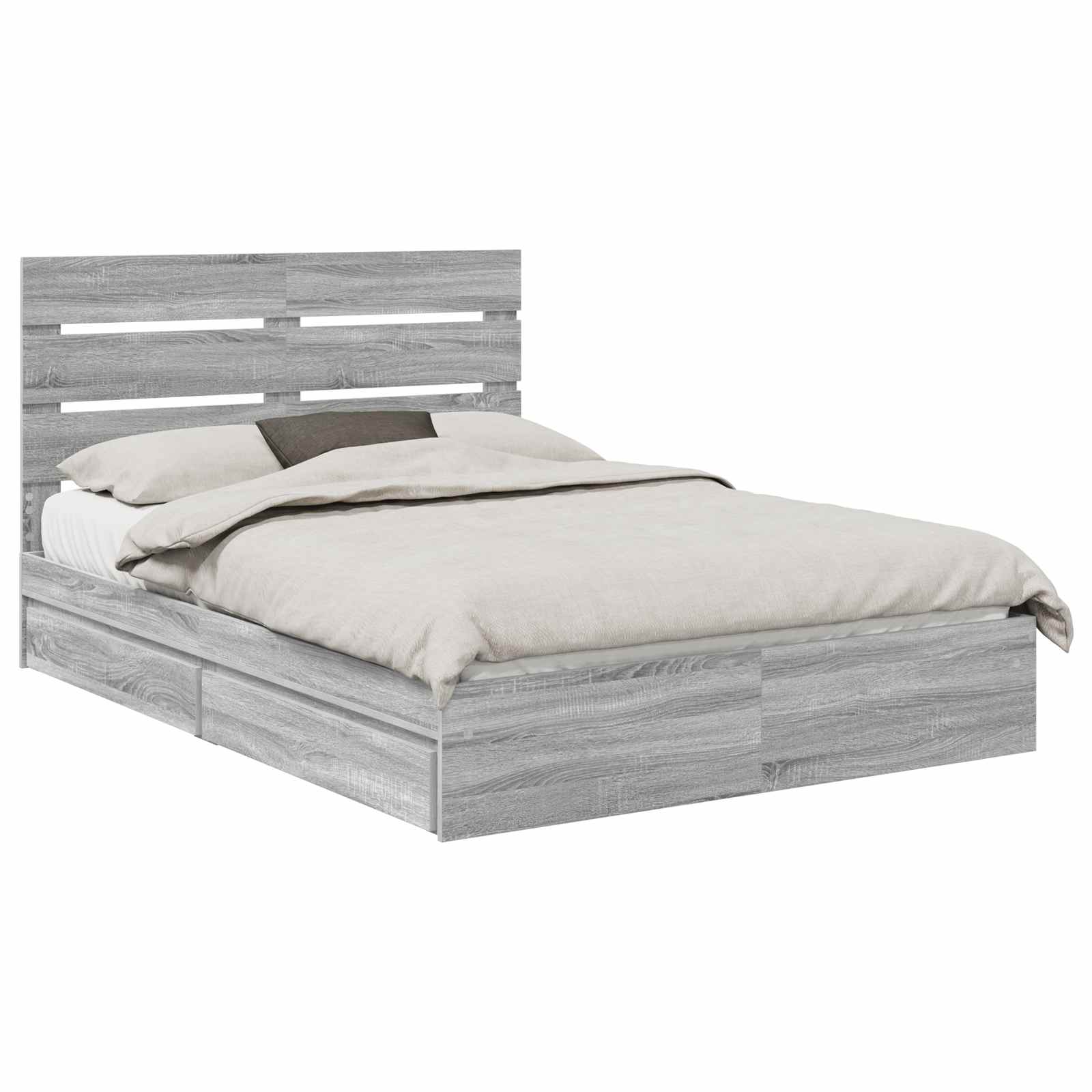 vidaXL Storage Bed Grey Sonoma 160 x 200 cm Engineered Wood 2