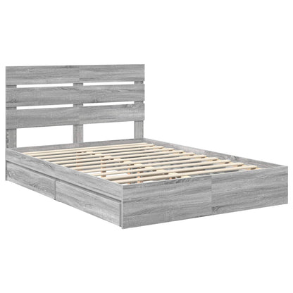 vidaXL Storage Bed Grey Sonoma 160 x 200 cm Engineered Wood 4