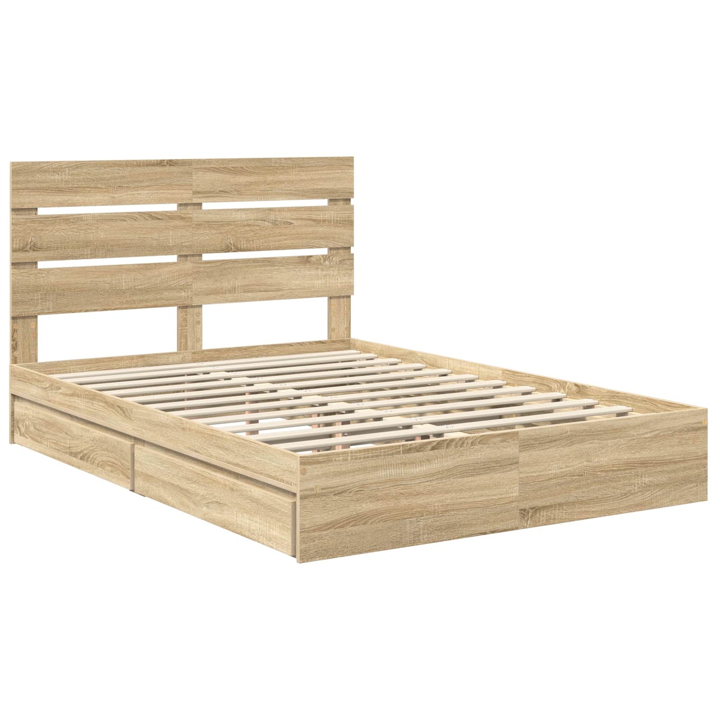 vidaXL Storage Bed with Drawer Sonoma Oak 140 x 200 cm Engineered Wood 4