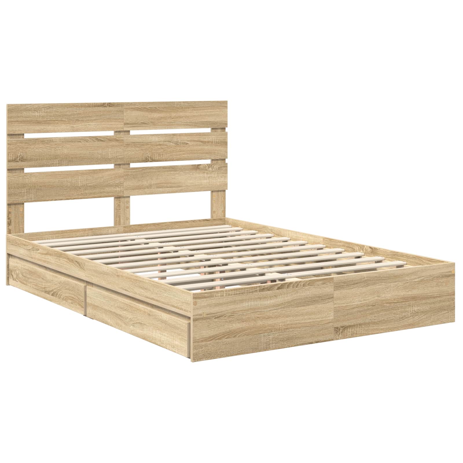 vidaXL Storage Bed with Drawer Sonoma Oak 140 x 200 cm Engineered Wood 4