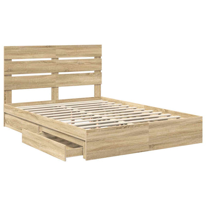 vidaXL Storage Bed with Drawer Sonoma Oak 140 x 200 cm Engineered Wood 5