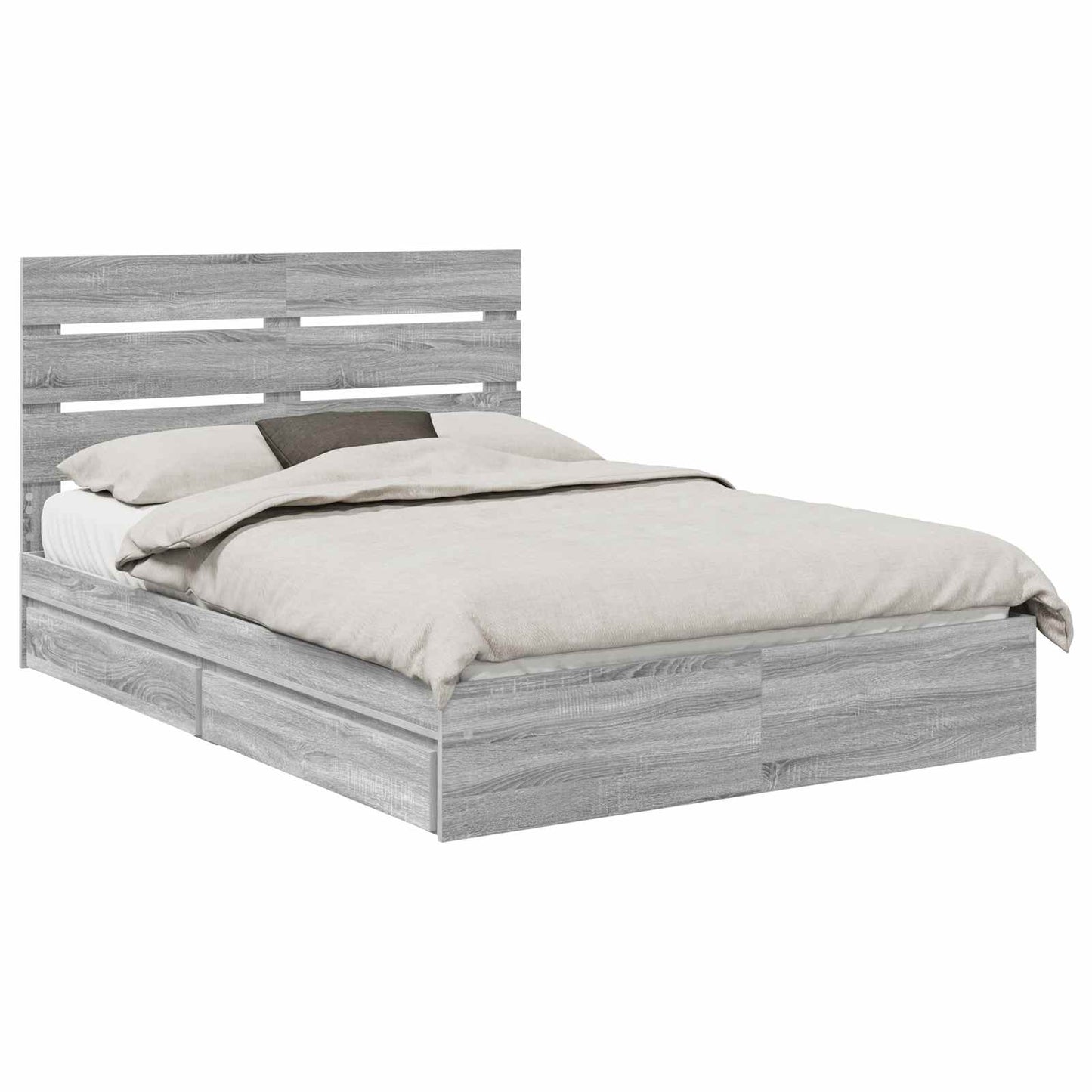 vidaXL Storage Bed Grey Sonoma 140 x 200 cm Engineered Wood 2
