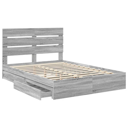 vidaXL Storage Bed Grey Sonoma 140 x 200 cm Engineered Wood 5