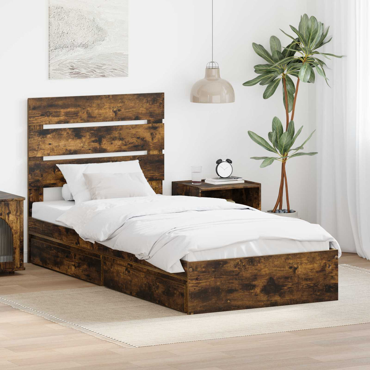 vidaXL Storage Bed with Drawer Engineered Wood Length 200 cm