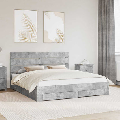 vidaXL Bed Frame Concrete Grey 180 x 200 cm Engineered Wood 1
