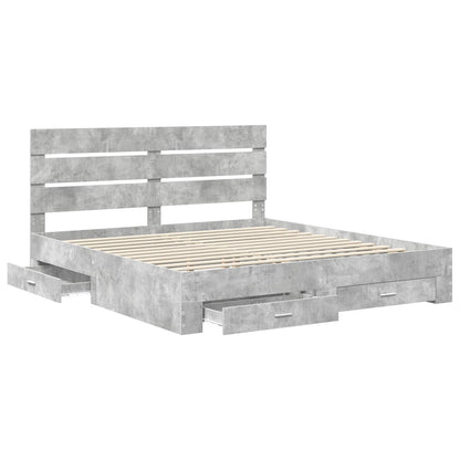 vidaXL Bed Frame Concrete Grey 180 x 200 cm Engineered Wood 5