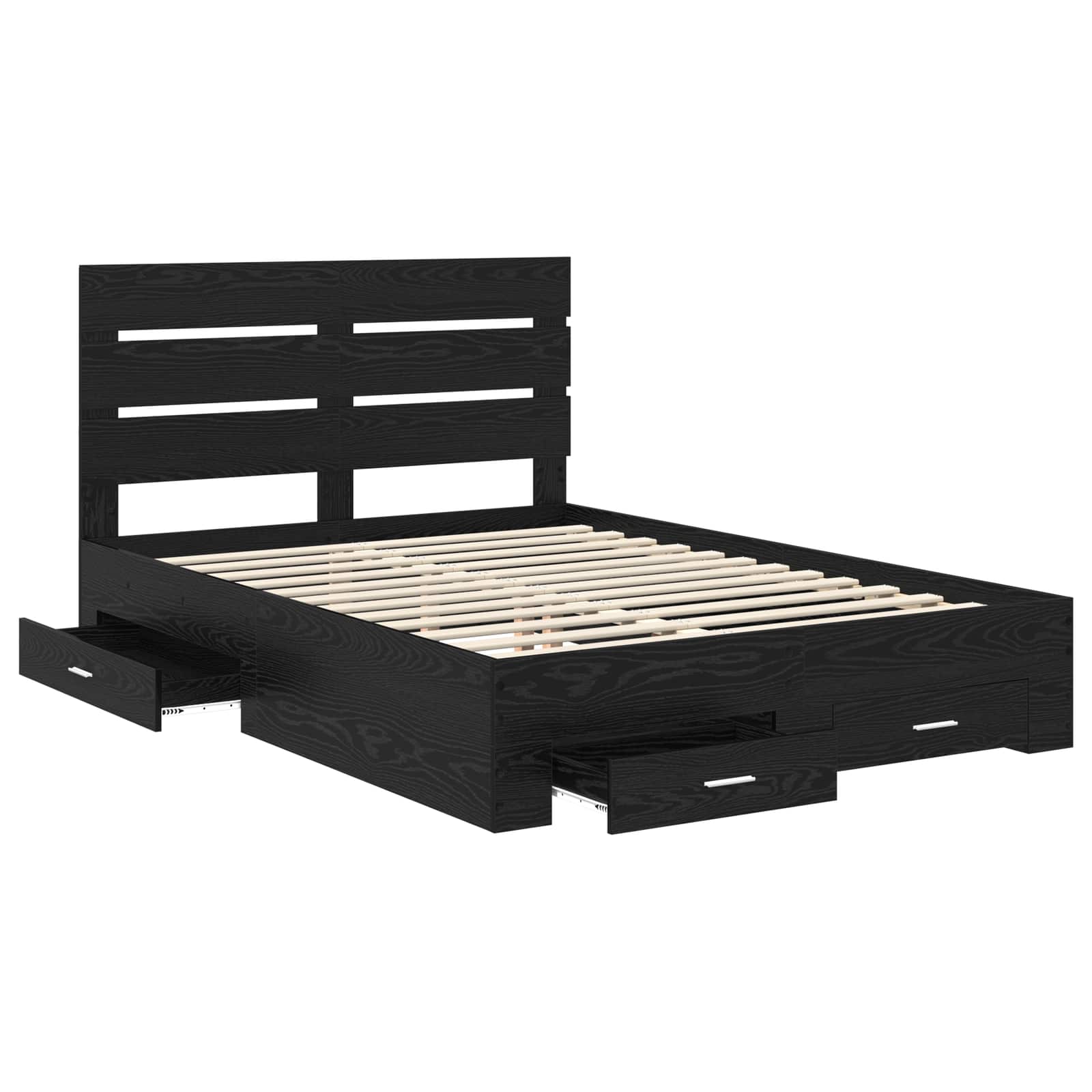 vidaXL Bed Frame with Drawer Black Oak 160 x 200 cm Engineered Wood 5