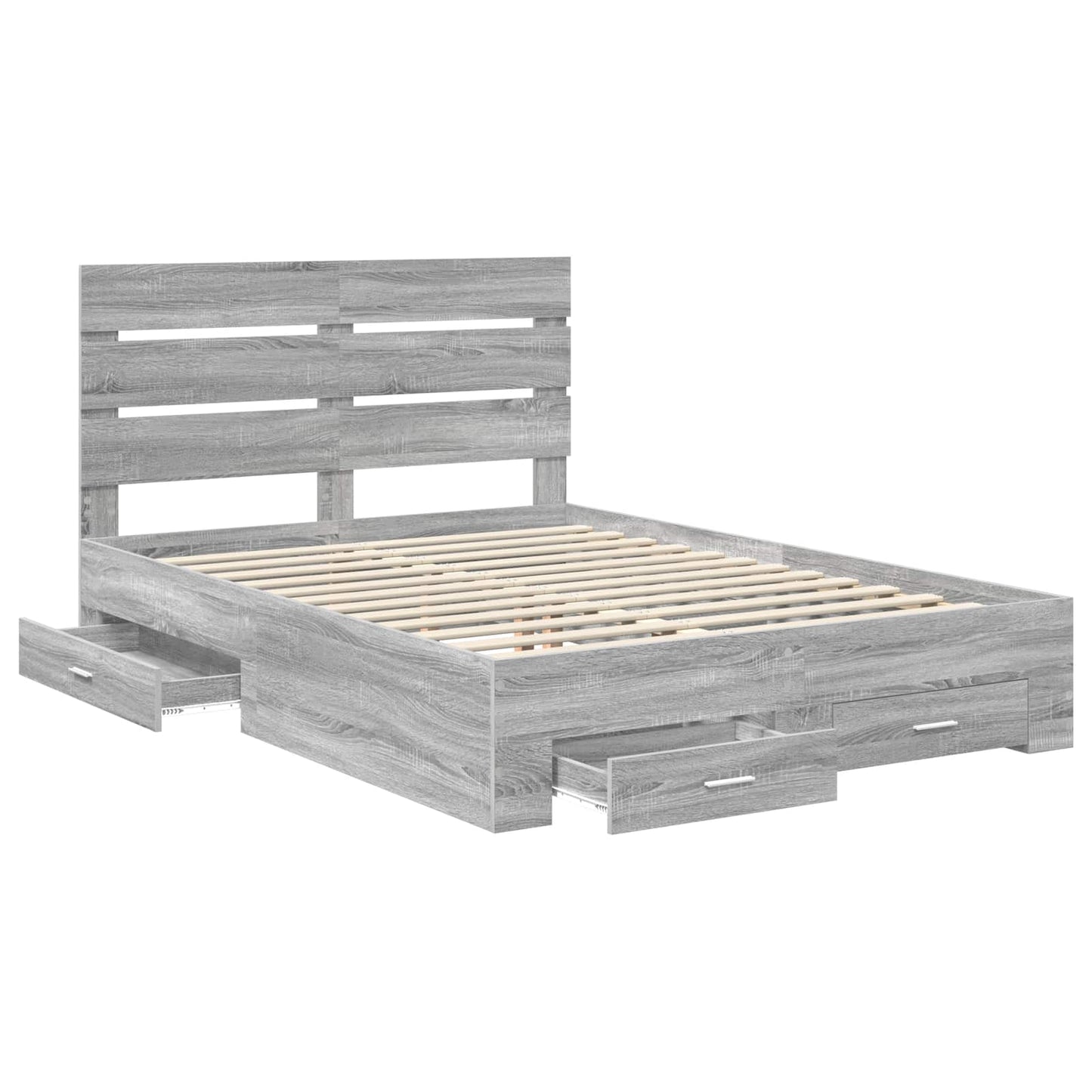 vidaXL Bed Frame with Drawer Grey Sonoma 160 x 200 cm Engineered Wood 5