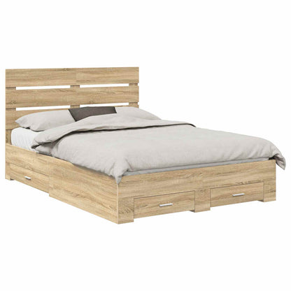 vidaXL Bed Frame with Drawer Sonoma Oak 150 x 200 cm Engineered Wood 2