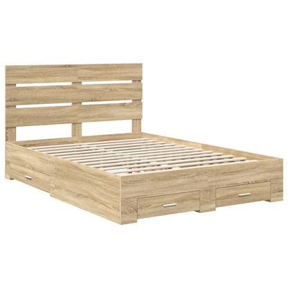 vidaXL Bed Frame with Drawer Sonoma Oak 150 x 200 cm Engineered Wood 4