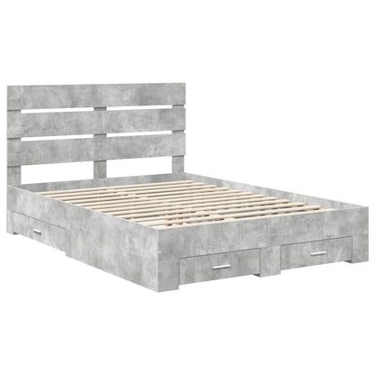 vidaXL Bed Frame Concrete Grey 150 x 200 cm Engineered Wood 4