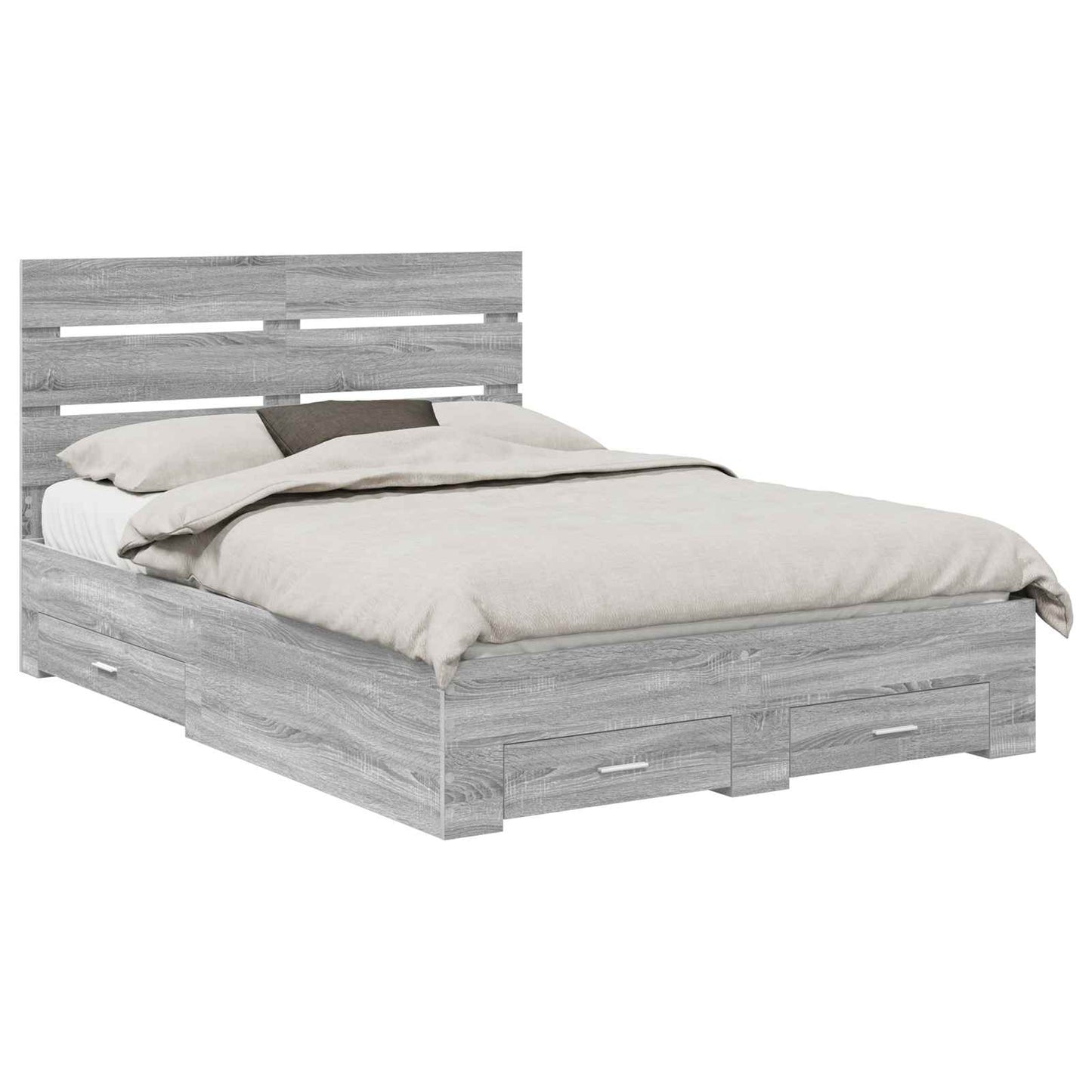 vidaXL Bed Frame with Drawer Grey Sonoma 150 x 200 cm Engineered Wood 2