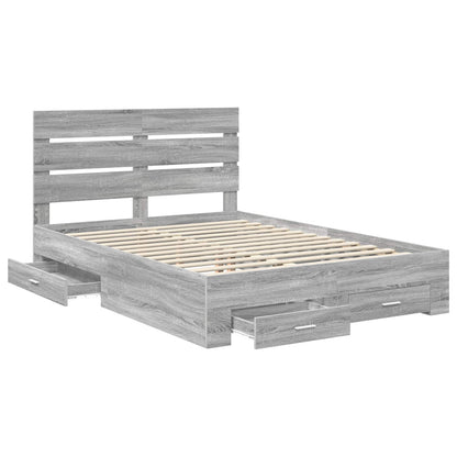 vidaXL Bed Frame with Drawer Grey Sonoma 150 x 200 cm Engineered Wood 5